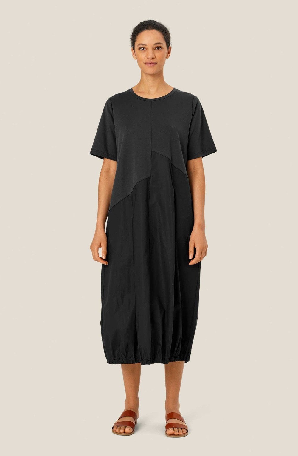 Naholin Black Asymmetric Tulip Dress