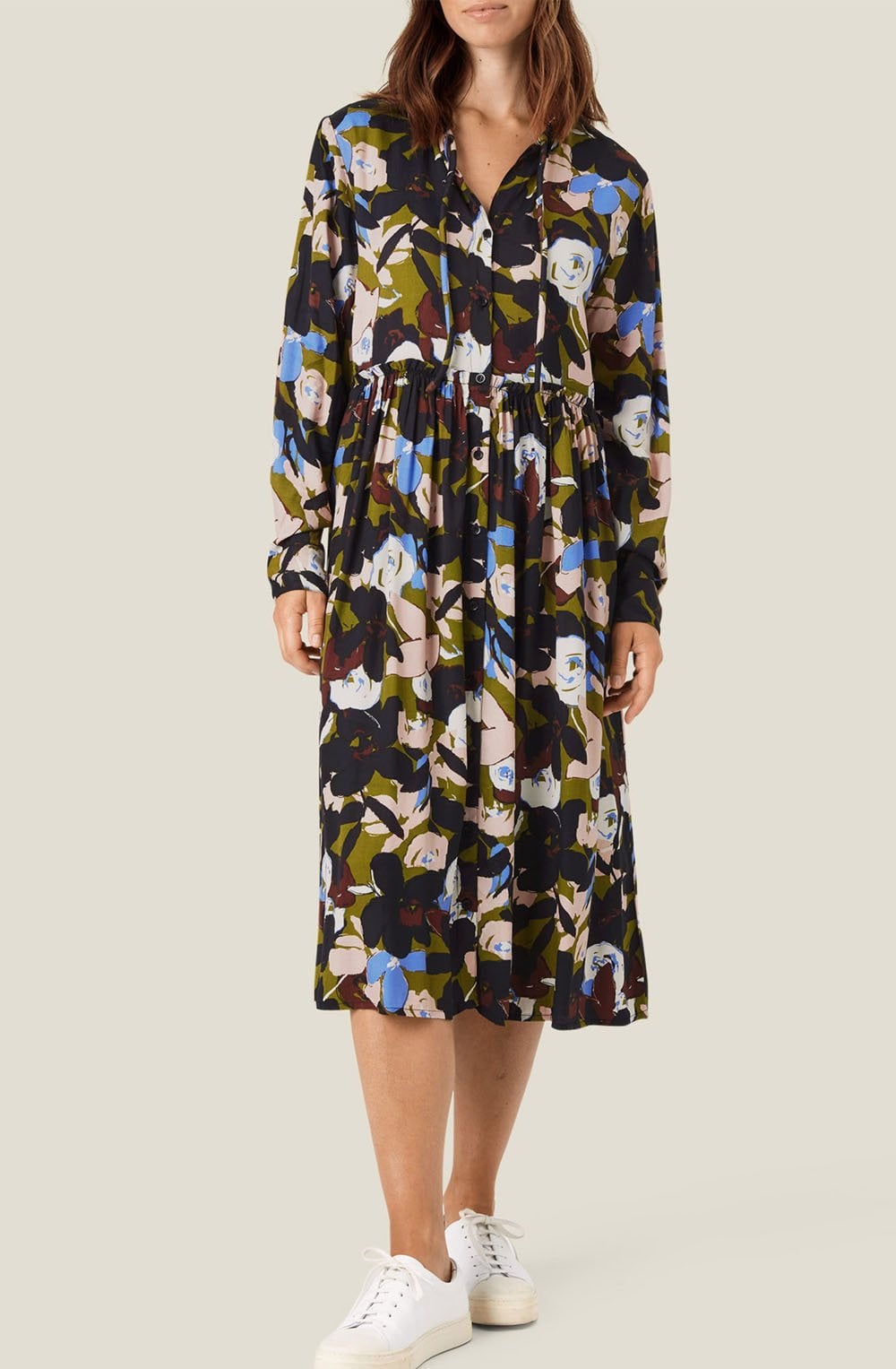 Najal Fir Green Tie Neck Dress