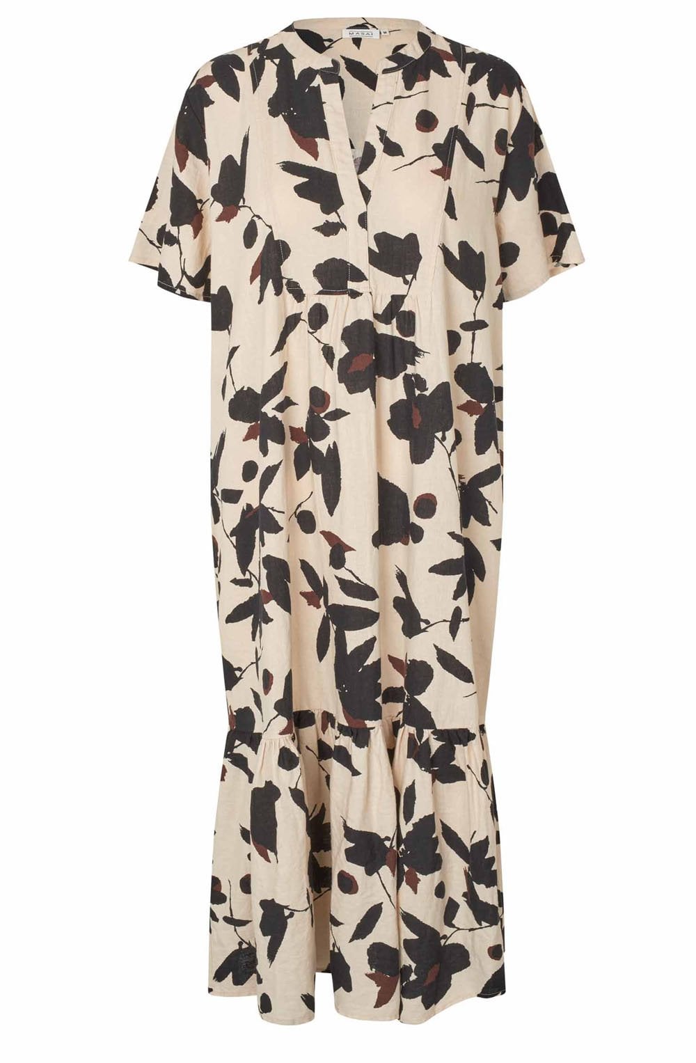 Nalaone Chestnut Floral Linen Mix Dress