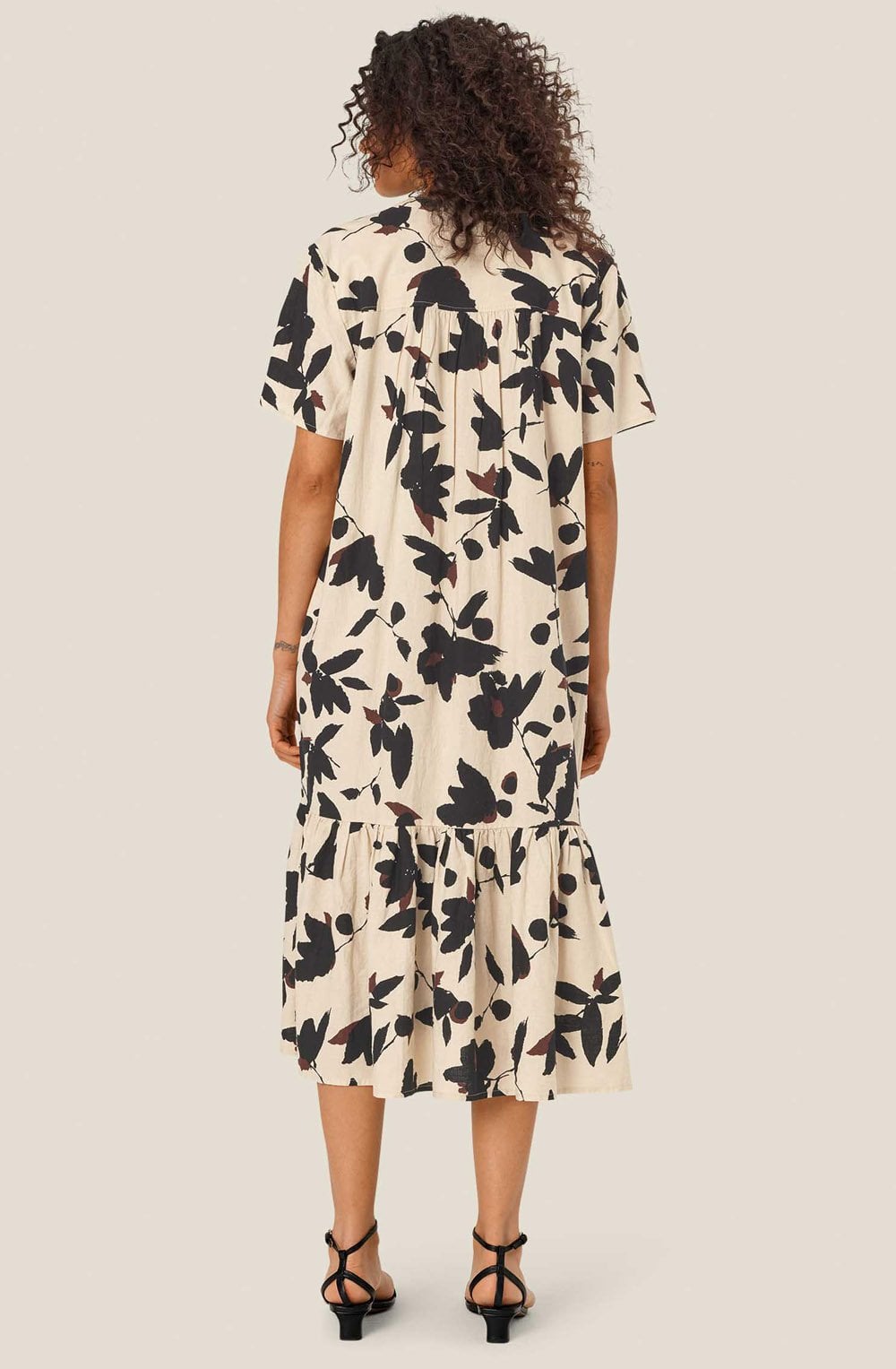 Nalaone Chestnut Floral Linen Mix Dress