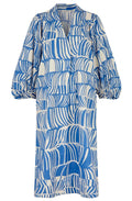 Nalo Nebulas Blue Balloon Sleeved Dress