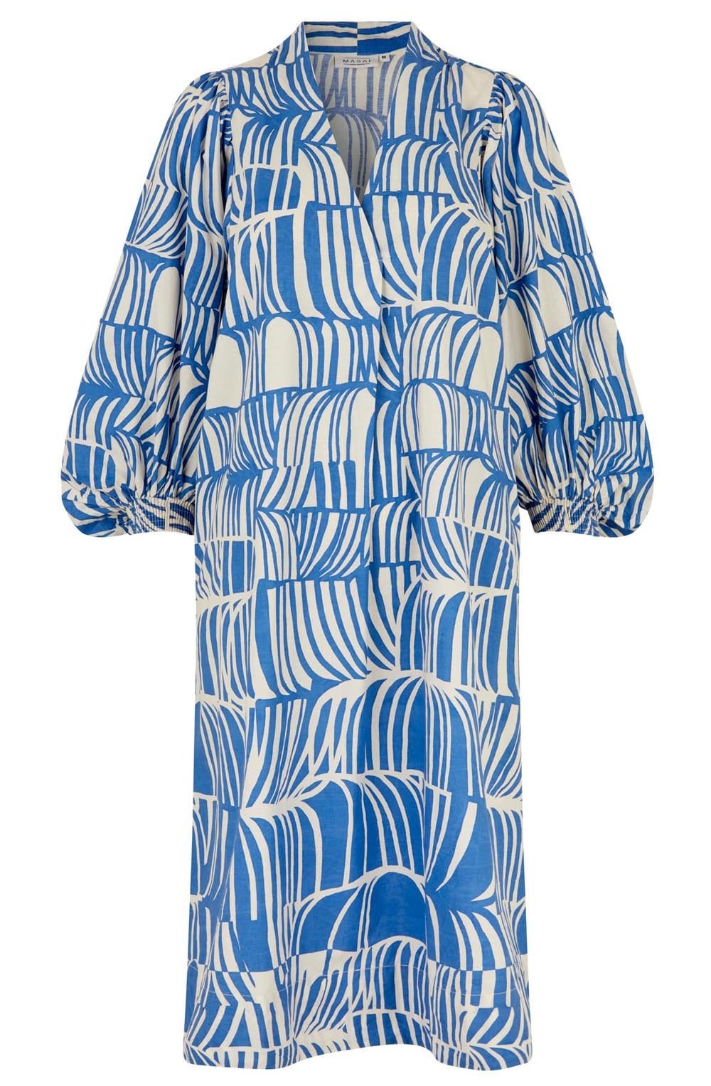 Nalo Nebulas Blue Balloon Sleeved Dress