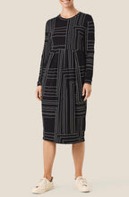 Namo Black Patterned Fitted Jersey Dress