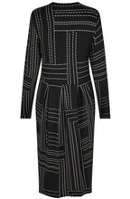 Namo Black Patterned Fitted Jersey Dress
