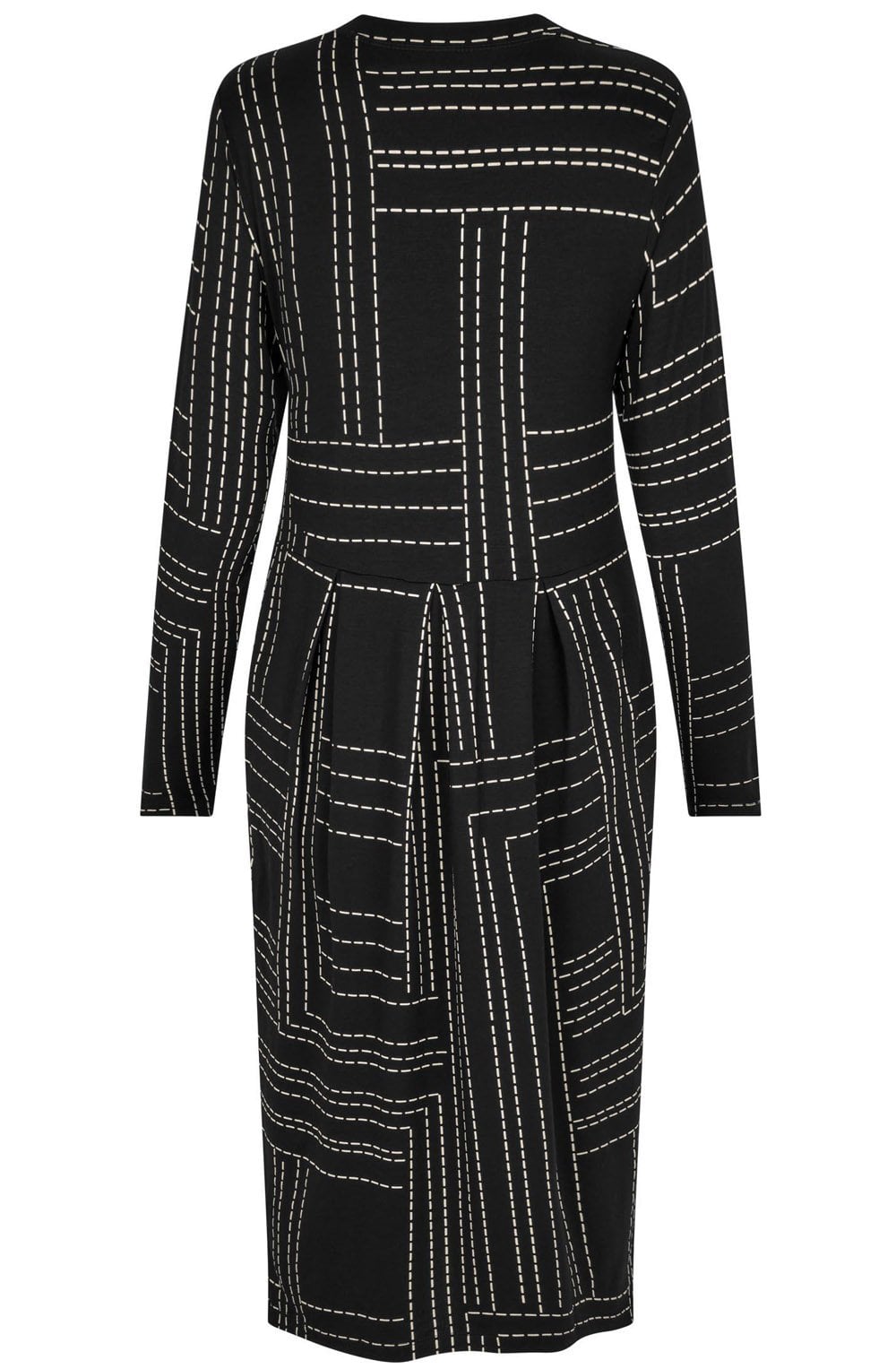 Namo Black Patterned Fitted Jersey Dress