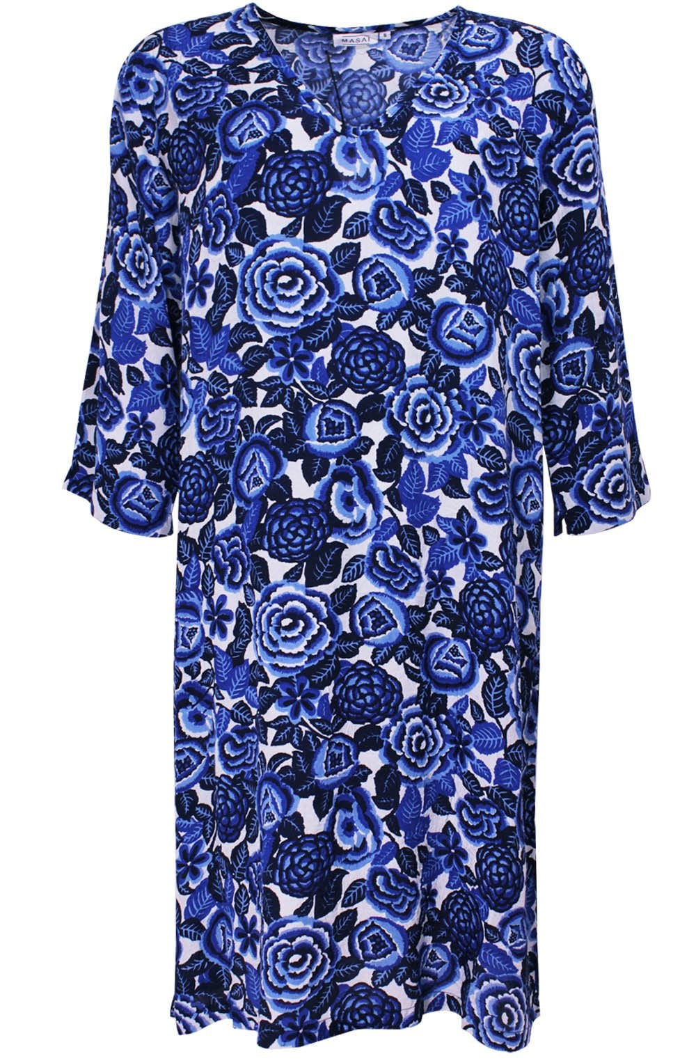 Naoki Greek Blue Floral Dress