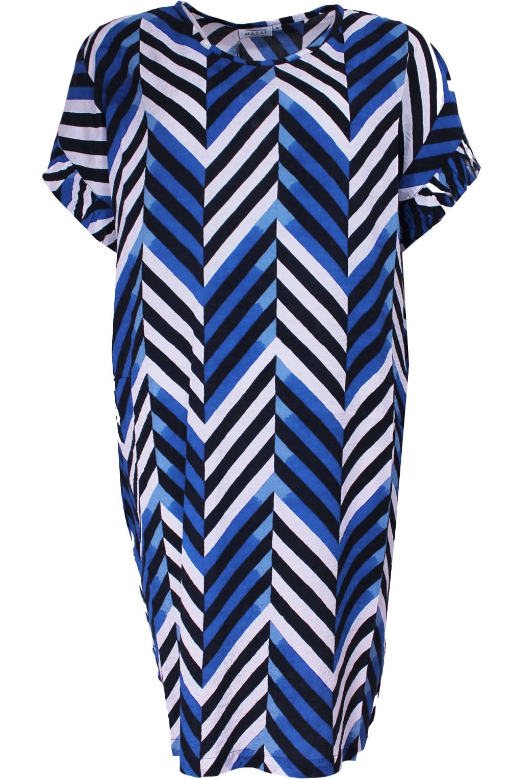 Nara Greek Blue Striped Design Dress