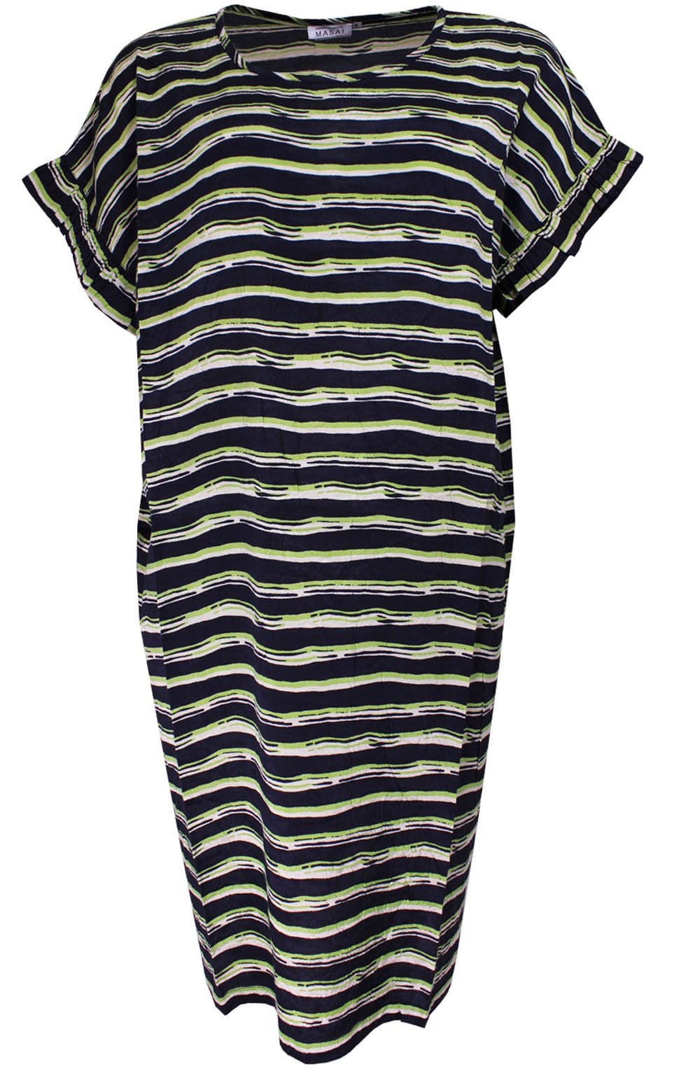 Nara Navy & Lime Striped Dress