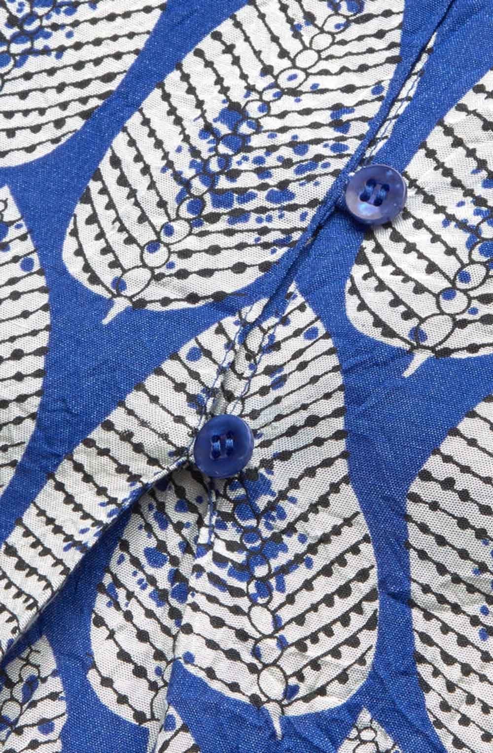 Nari Greek Blue Leaf Print Dress