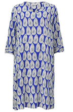 Nari Greek Blue Leaf Print Dress