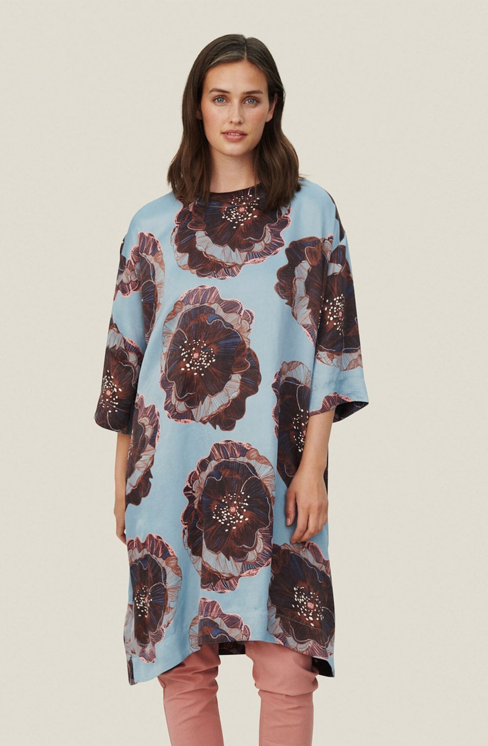 Naslana Faded Denim Floral Dress