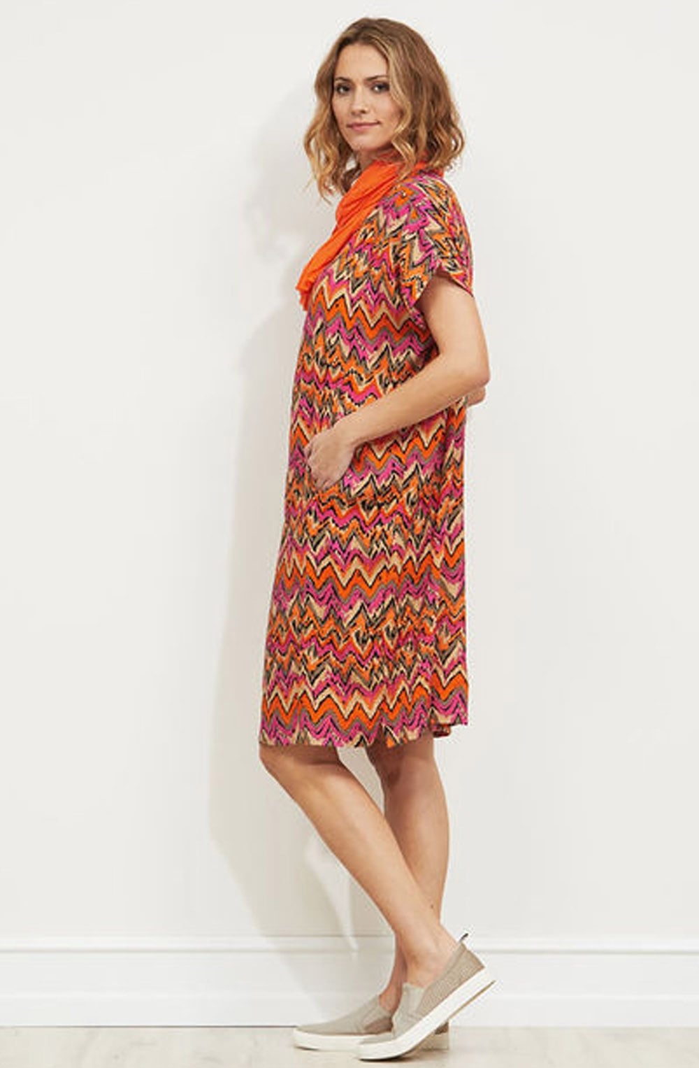Natale Zig Zag Print Dress
