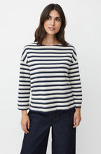 Navy Blazer Striped Beannie Top