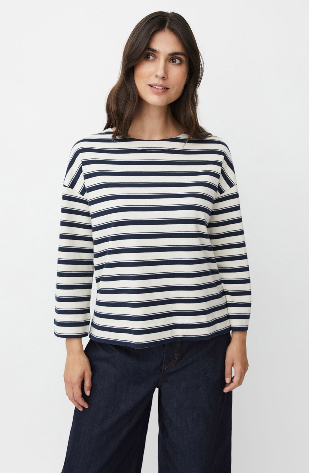 Navy Blazer Striped Beannie Top