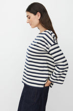 Navy Blazer Striped Beannie Top
