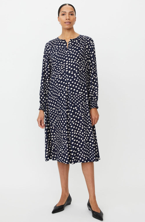 Nexora Navy Spot Print Dress