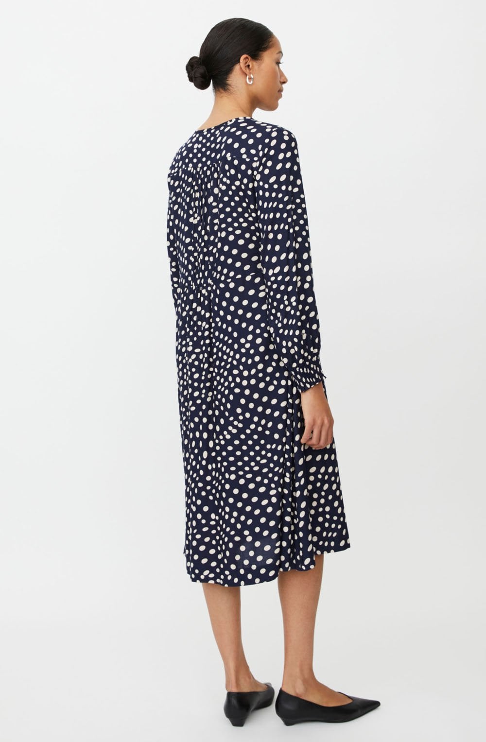 Nexora Navy Spot Print Dress