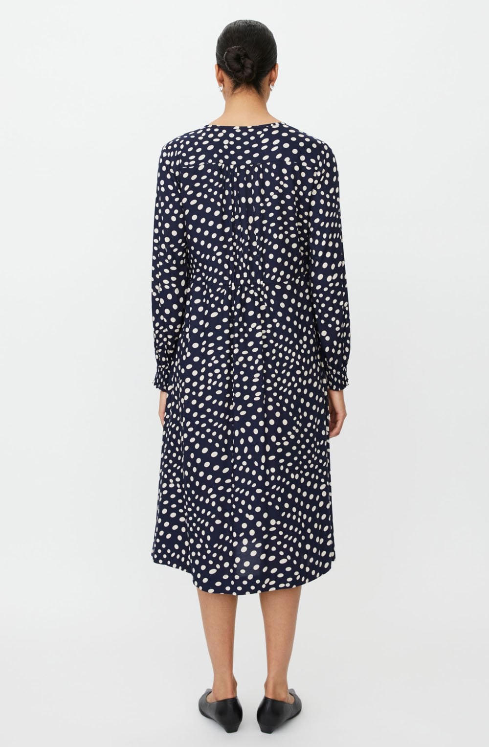 Nexora Navy Spot Print Dress