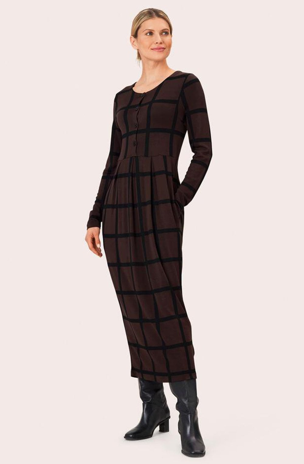 Nilana Coffee Bean Jersey Dress