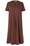 Nipani Chestnut Pleated Front Linen Dress