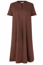 Nipani Chestnut Pleated Front Linen Dress