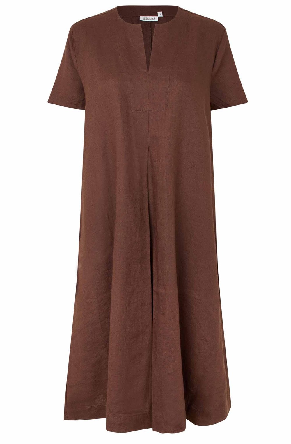 Nipani Chestnut Pleated Front Linen Dress