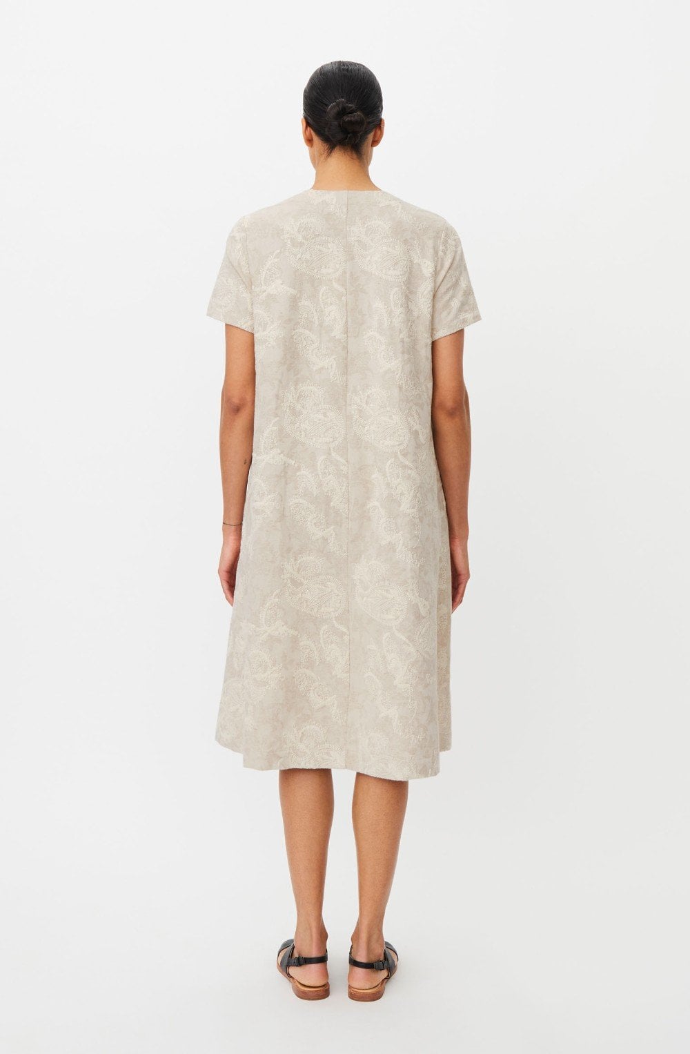 Nipani Natural Embroidered Linen Mix Dress