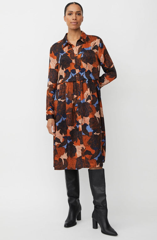 Nollira Autumnal Silk Touch Shirt Dress