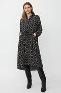 Novany Black Patterned Shirt Dress