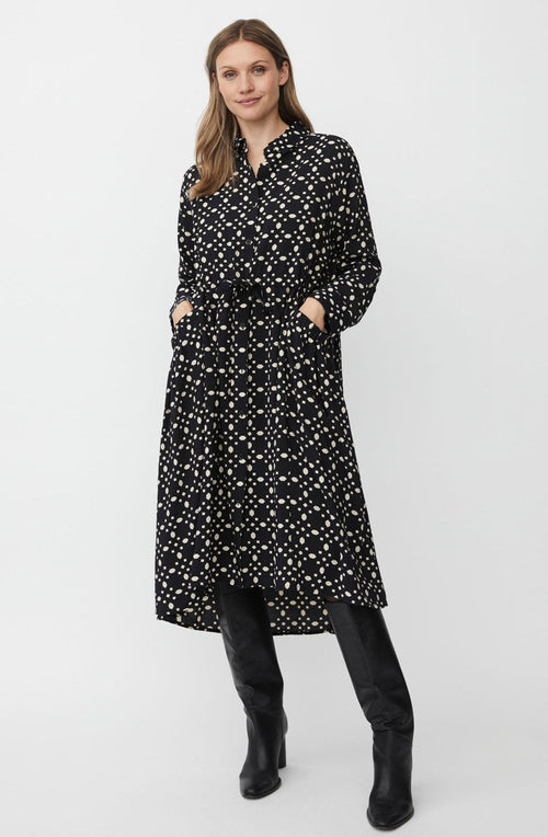 Novany Black Patterned Shirt Dress