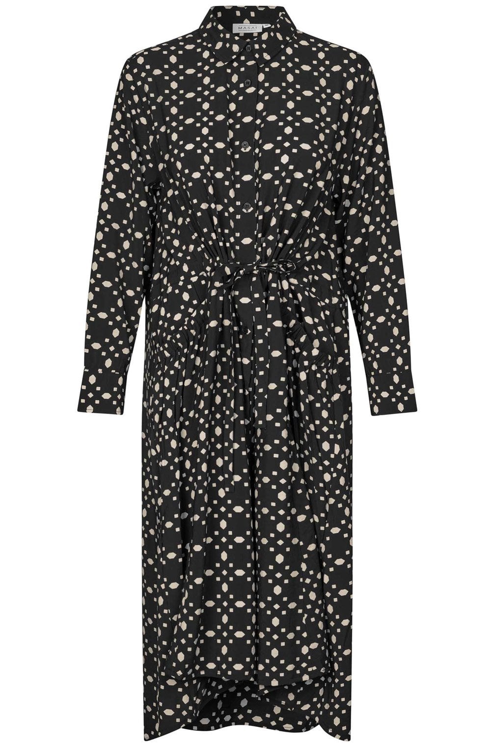 Novany Black Patterned Shirt Dress