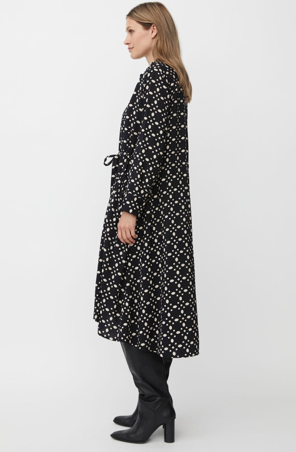 Novany Black Patterned Shirt Dress