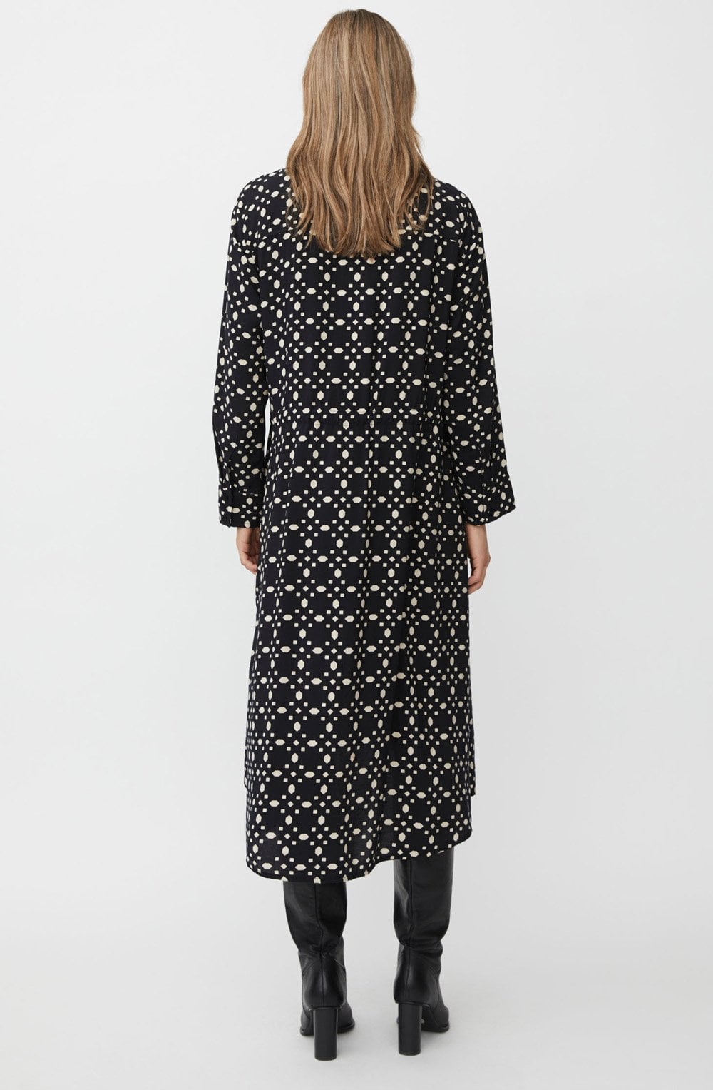 Novany Black Patterned Shirt Dress