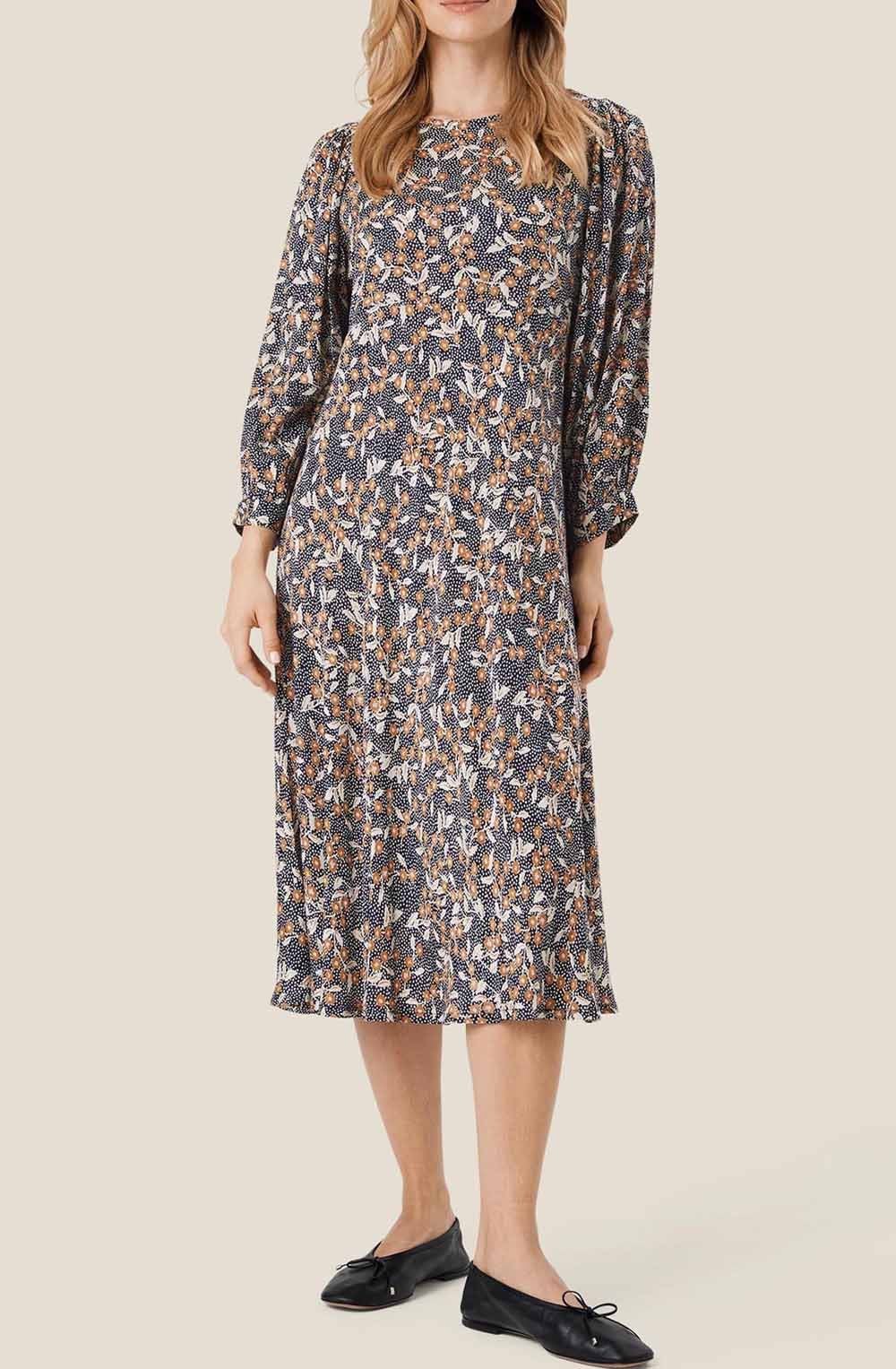 Nukai Maritime Blue Trumpet Flare Dress