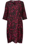 Nussa Black & Pink Patterned Dress