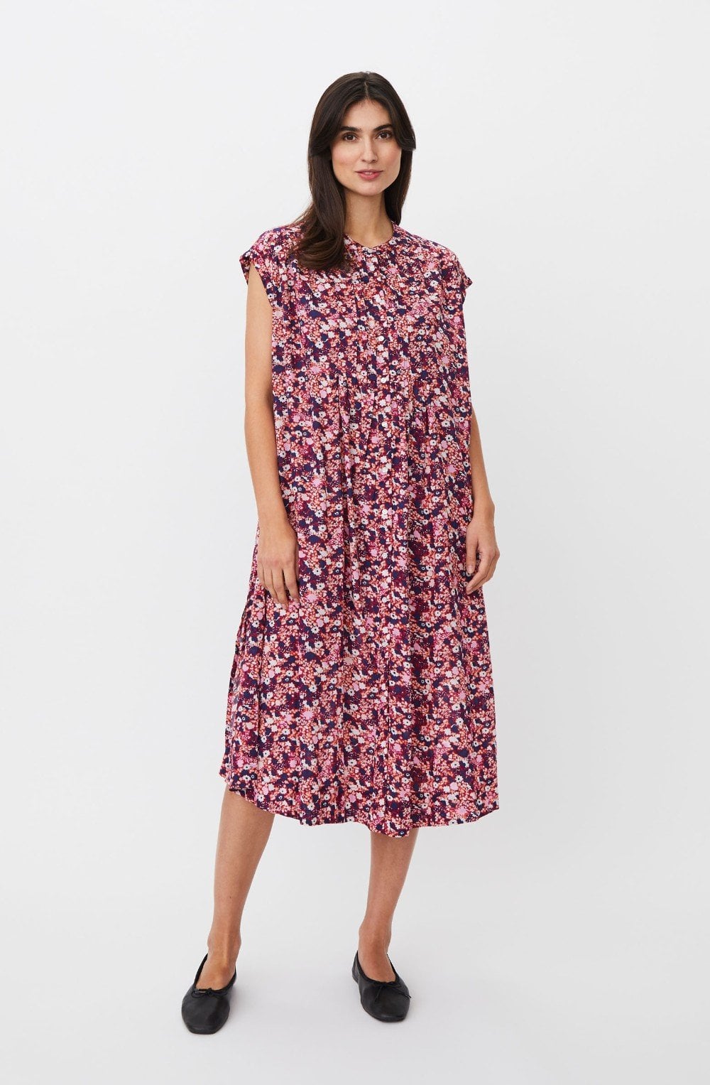 Nylfia Beet Red Floral Print Oversized Dress