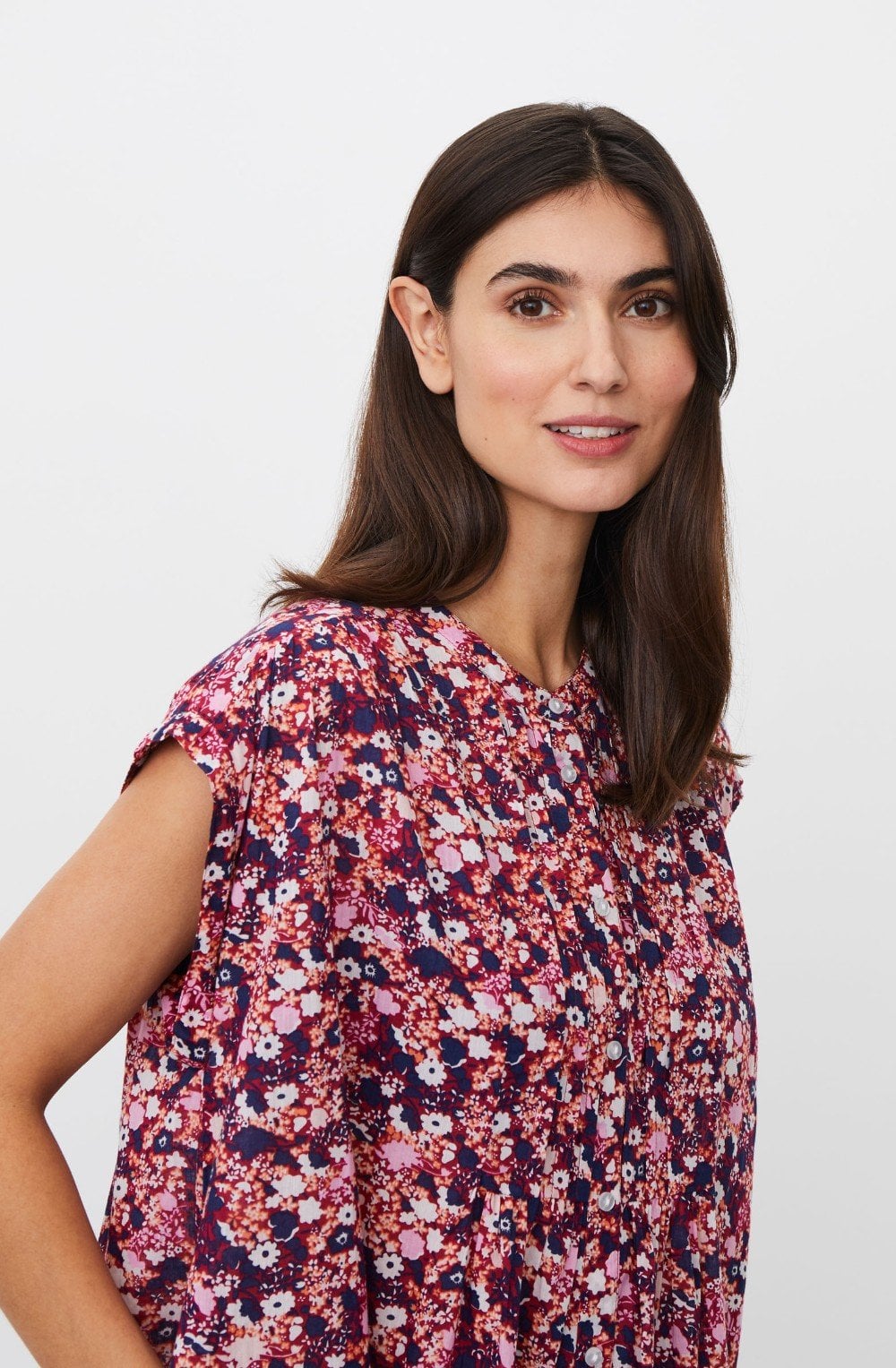 Nylfia Beet Red Floral Print Oversized Dress