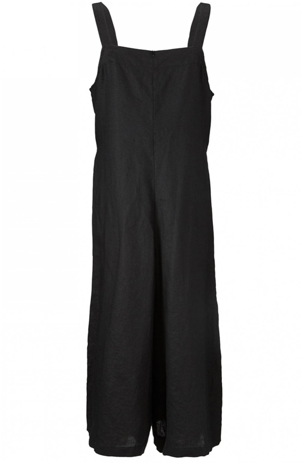 Olina Black Linen Jumpsuit