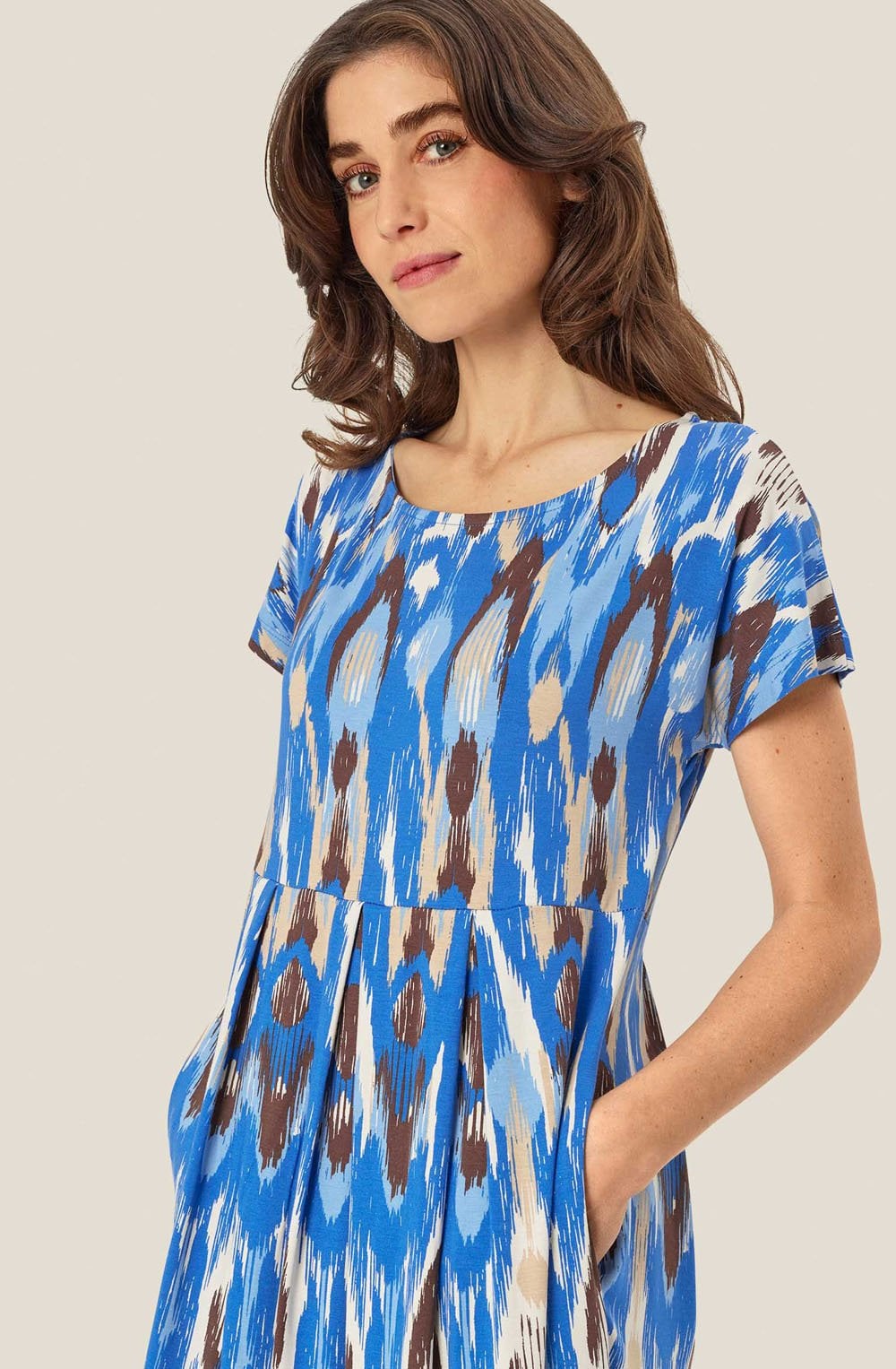 Olnia Nebulas Blue Graphic Print Jersey Dress