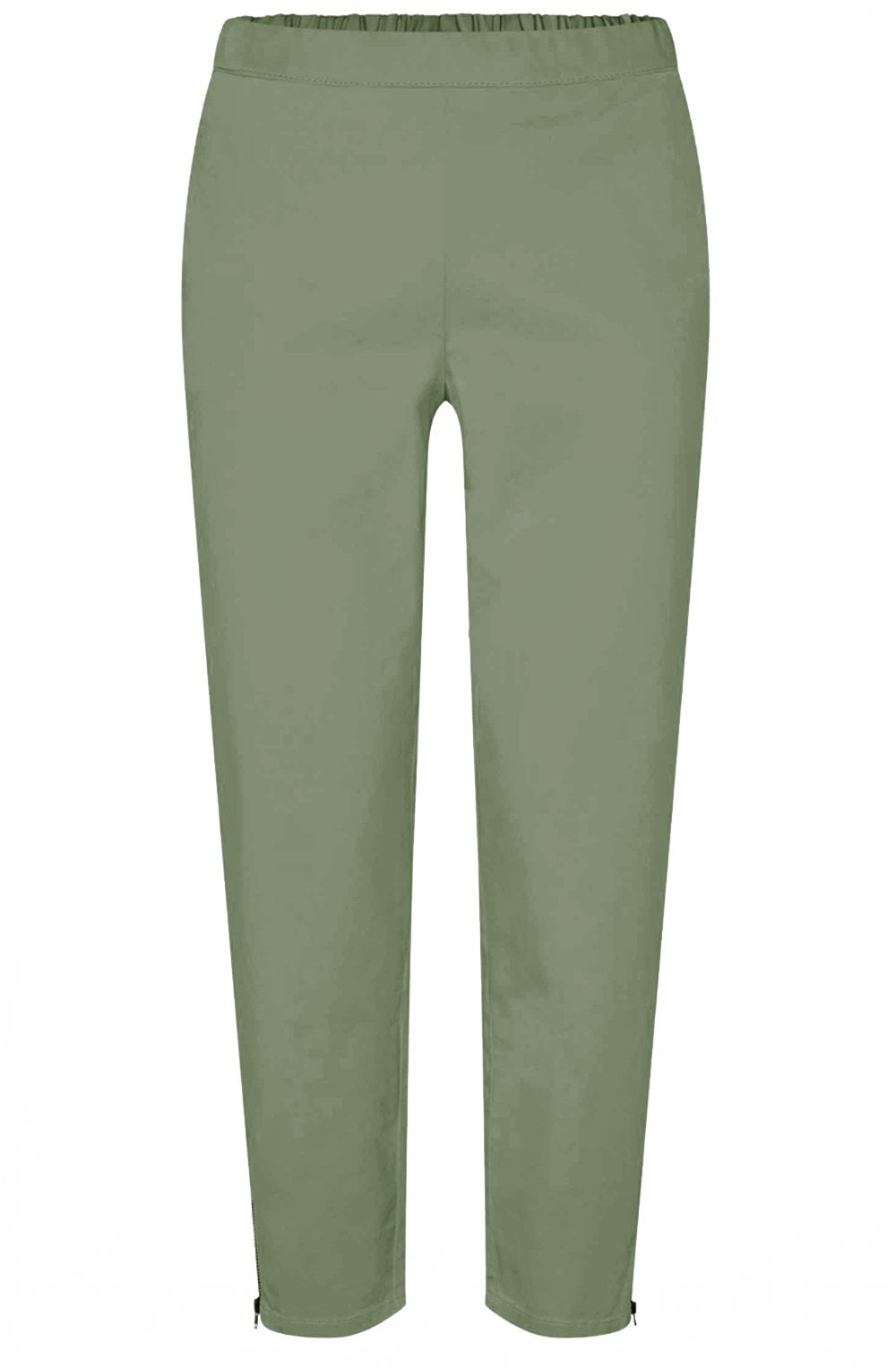 Padme Dark Lichen Green Fitted Cropped Trousers