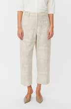 Paelith Natural Embroidered Linen Mix Cropped Trousers