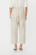 Paelith Natural Embroidered Linen Mix Cropped Trousers
