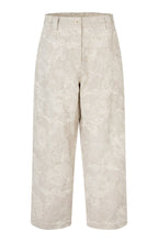 Paelith Natural Embroidered Linen Mix Cropped Trousers