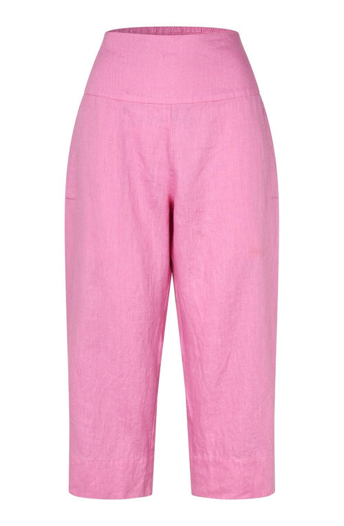 Pallas Pink Linen Cropped Trousers