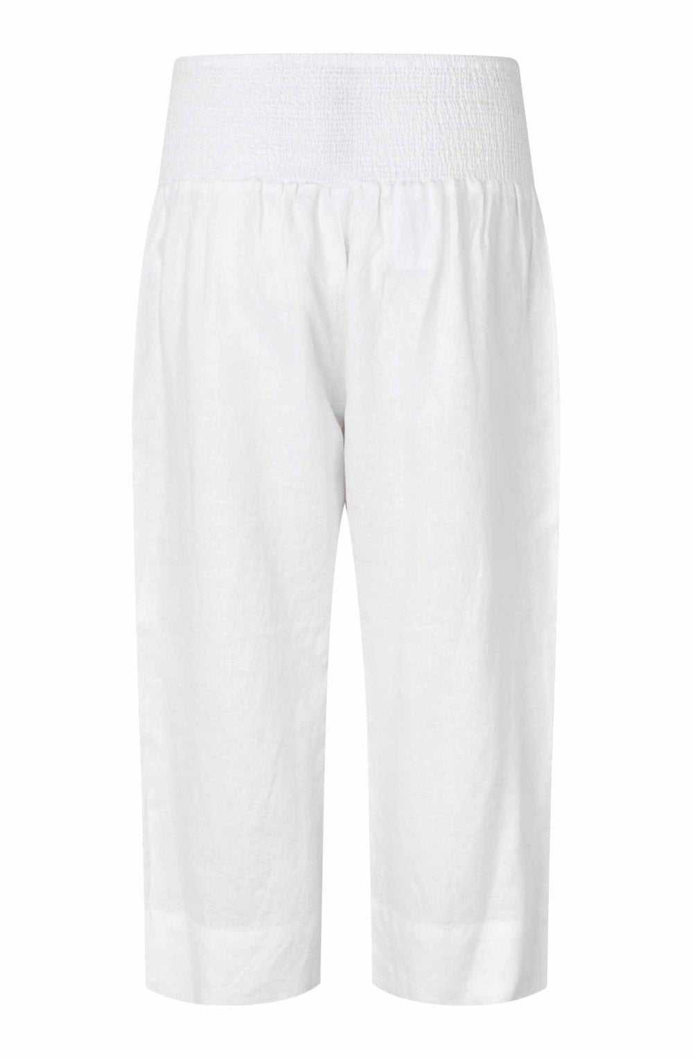 Pallas White Linen Cropped Trousers