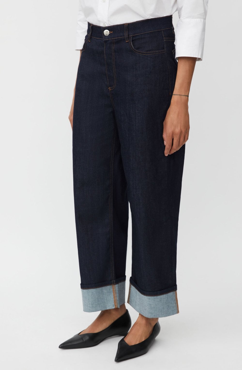 Palvessa Dark Denim Wide Leg Cropped Jeans
