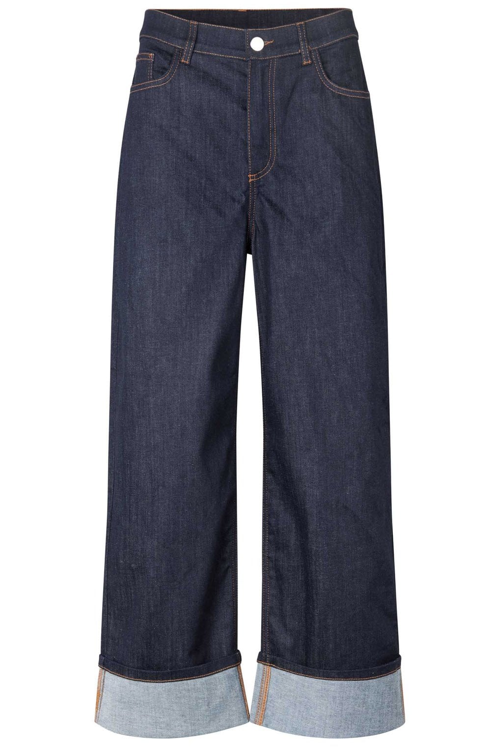 Palvessa Dark Denim Wide Leg Cropped Jeans