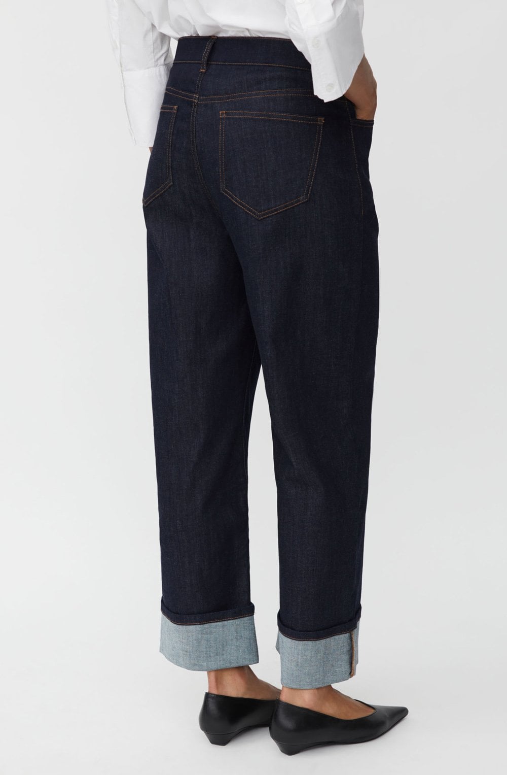 Palvessa Dark Denim Wide Leg Cropped Jeans