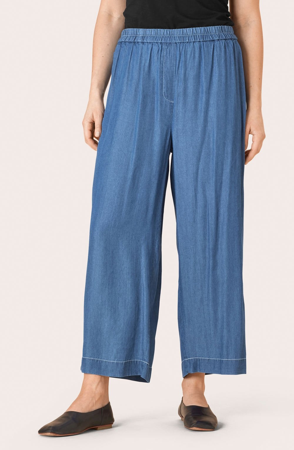 Pari Blue Denim Wide Leg Trousers