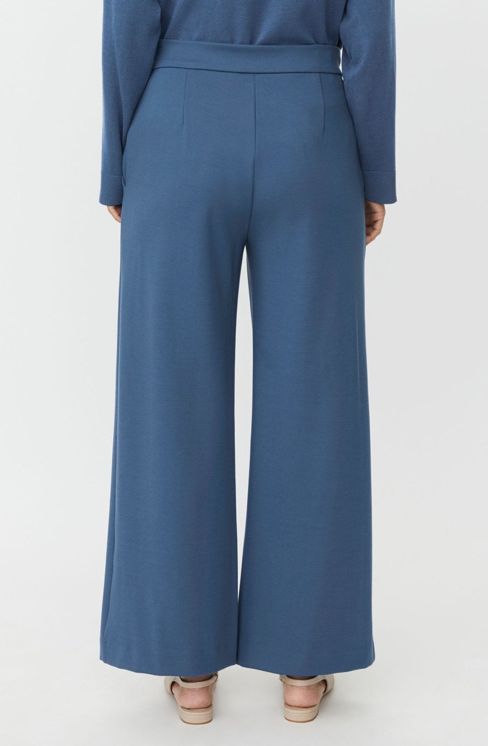 Paxora Ensign Blue Wide Cropped Jersey Trousers